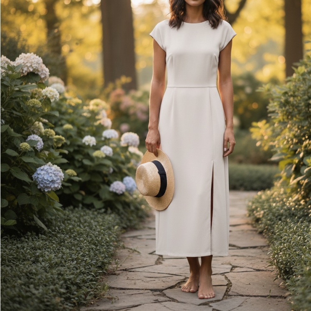 Babaton Aritzia Hamptons Dress - side leg slit, flowy, elegant